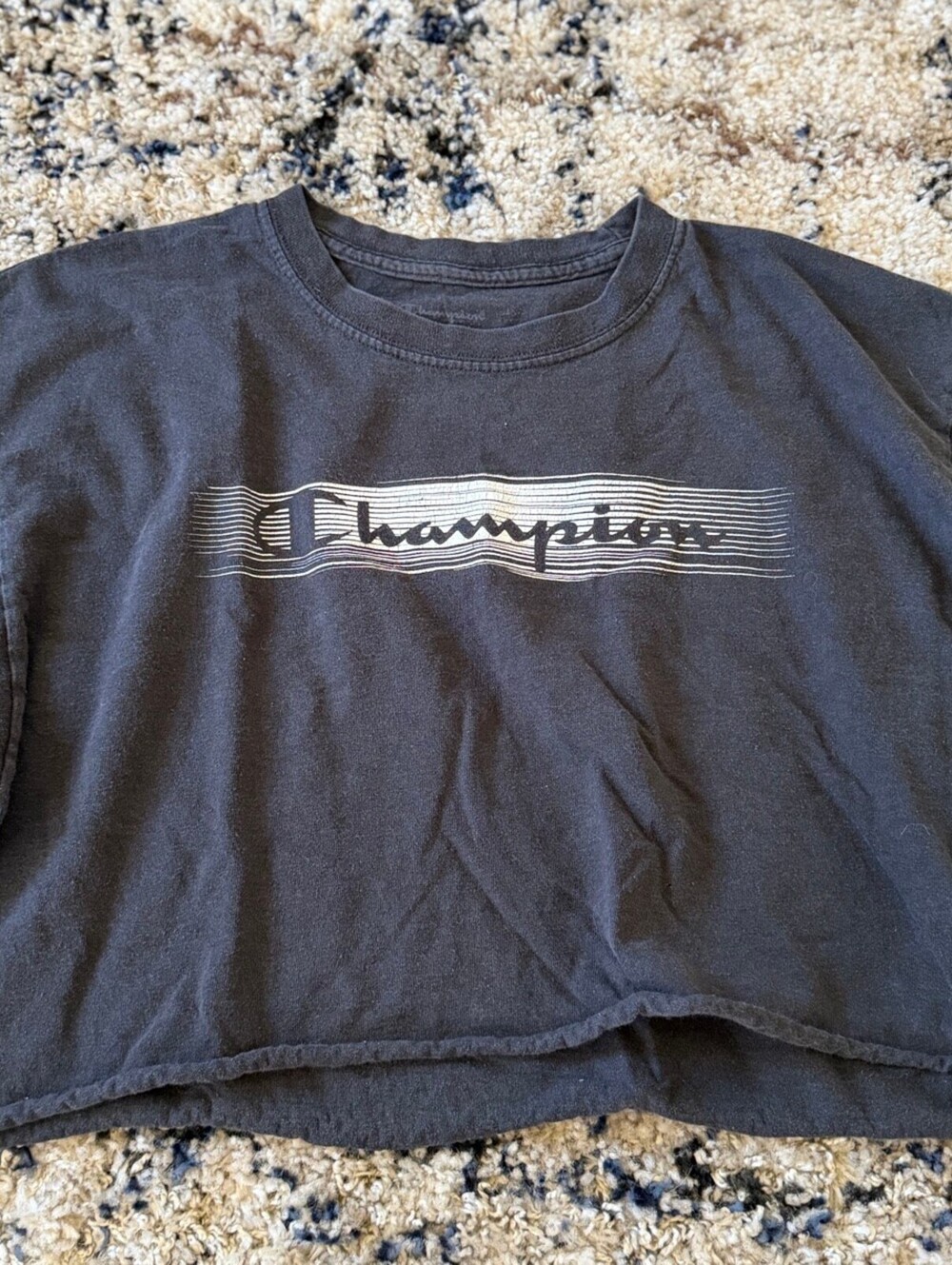 Champion Black Script Logo Graphic Tee Shirt